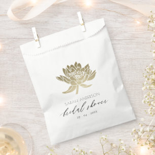 GLAMOROUS GOLD WHITE LOTUS FLORAL BRAUTPARTY GESCHENKTÜTCHEN