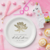 GLAMOROUS GOLD WHITE LOTUS FLORAL BRAUTPARTY PAPPTELLER (Party)