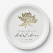 GLAMOROUS GOLD WHITE LOTUS FLORAL BRAUTPARTY PAPPTELLER (Vorderseite)