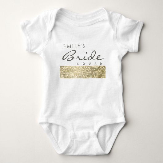GLAMOROUS GOLD WHITE MOSAIC BRIDE SQUAD MONOGRAMM BABY STRAMPLER (Vorderseite)