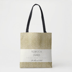 GLAMOROUS GOLD WHITE MOSAIC DOT SAVE THE DATE GIFT TASCHE