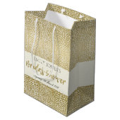 GLAMOROUS GOLD WHITE MOSAIC DOTS BRAUTPARTY MITTLERE GESCHENKTÜTE (Rückseite Schrägansicht)