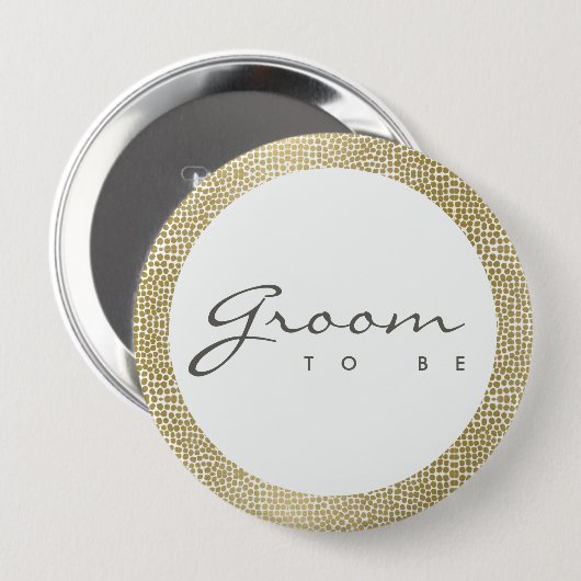 GLAMOROUS GOLD WHITE MOSAIC DOTS GROSS ZU SEIN BUTTON (Vorne & Hinten)