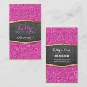 GLAMOROUS Goldfolie eleganter, feiner rosa Glitzer Visitenkarte (Vorne/Hinten)
