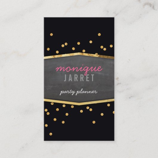 GLAMOROUS Goldfolie Glitzer Konfetti, modern schwa Visitenkarte (Vorderseite)