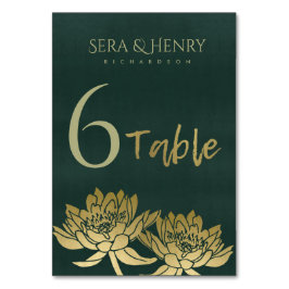 GLAMOROUS GOLK DARK GREEN LOTUS FLORAL TABLE TISCHNUMMER