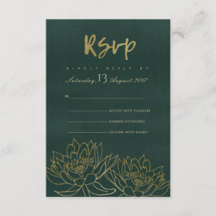 GLAMOROUS GOLK DARK GREEN LOTUS FLORAL UAWG RSVP KARTE