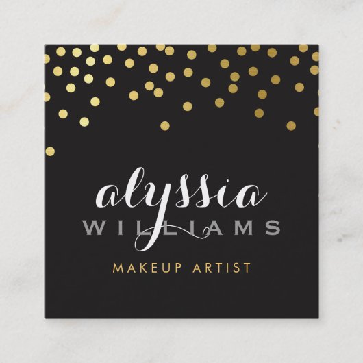 GLAMOROUS Konfetti glänzende Goldfolie fett schwar Quadratische Visitenkarte (Vorderseite)
