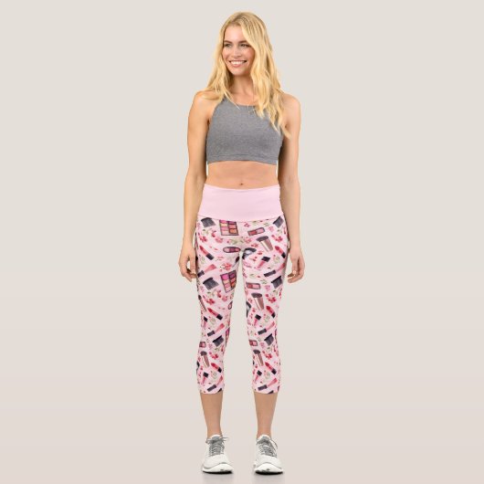 Glamorous Makeup Artist Inspired Floral Beauty Capri Leggings (Vorderseite)