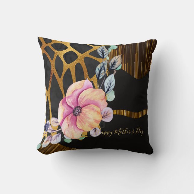 GLAMOROUS Mütter Tag Geschenk Tierprinten GoldBlac Kissen (Vorderseite)