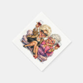 Glamorous Old Ladies With Red Wine Serviette (Ecke)