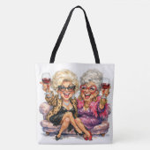 Glamorous Old Ladies With Red Wine Tasche (Vorderseite)