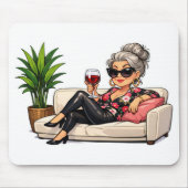 Glamorous Old Lady With Wine Mousepad (Vorne)