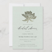 GLAMOROUS PALE BLUE SILVER LOTUS BRAUTPARTY EINLADUNG (Vorderseite)