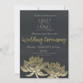 GLAMOROUS PALE GOLD BLACK LOTUS BLÖDLICHE WEDD EINLADUNG (Vorderseite)