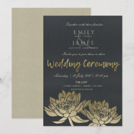 GLAMOROUS PALE GOLD BLACK LOTUS BLÖDLICHE WEDD EINLADUNG