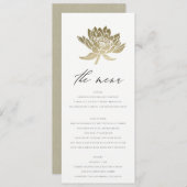 GLAMOROUS PALE GOLD WHITE KRAFT LOTUS FLORAL MENÜ MENÜKARTE (Vorne/Hinten)