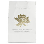 GLAMOROUS PALE GOLD WHITE LOTUS BLUMENWEDD MITTLERE GESCHENKTÜTE (Rückseite)