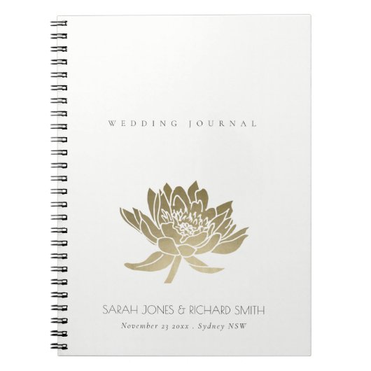 GLAMOROUS PALE GOLD WHITE LOTUS BLUMENWEDD NOTIZBLOCK (Vorderseite)