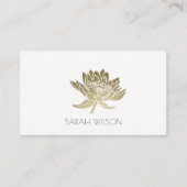 GLAMOROUS PALE GOLD WHITE LOTUS FLORAL ADRESSE VISITENKARTE (Vorderseite)