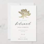GLAMOROUS PALE GOLD WHITE LOTUS FLORAL BRIDESMAID EINLADUNG (Vorderseite)