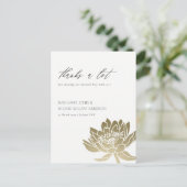 GLAMOROUS PALE GOLD WHITE LOTUS FLORAL DANKE POSTKARTE (Stehend Vorderseite)
