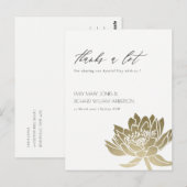 GLAMOROUS PALE GOLD WHITE LOTUS FLORAL DANKE POSTKARTE (Vorne/Hinten)