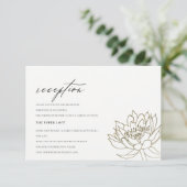 GLAMOROUS PALE GOLD WHITE LOTUS FLORAL EMPFANG EINLADUNG (Stehend Vorderseite)