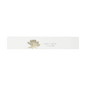GLAMOROUS PALE GOLD WHITE LOTUS FLORAL MONOGRAMM EINLADUNGSBANDEROLE (Flach)