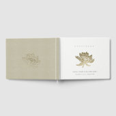 GLAMOROUS PALE GOLD WHITE LOTUS FLORAL MONOGRAMM GÄSTEBUCH (Voll)