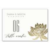 GLAMOROUS PALE GOLD WHITE LOTUS FLORAL TABLE TISCHNUMMER (Rückseite)