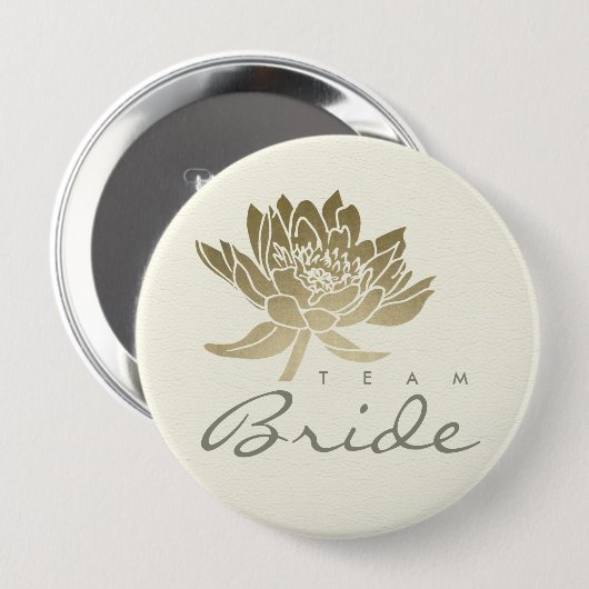 GLAMOROUS PALE GOLD WHITE LOTUS FLORAL TEAM BRIDE BUTTON (Vorne & Hinten)