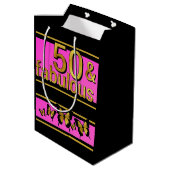 GLAMOROUS PINK BLACK GOLDEN FABULOUS 5O BUTTERFLY MITTLERE GESCHENKTÜTE (Rückseite Schrägansicht)