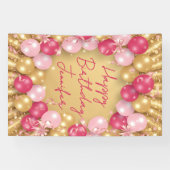 Glamorous Pink Gold Balloons Glitter Birthday Banner (Horizontal)