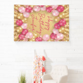 Glamorous Pink Gold Balloons Glitter Birthday Banner (InSitu)