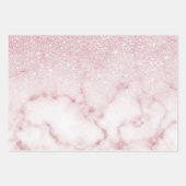 Glamorous Pink White Glitter Marble Gradient Schat Geschenkpapier Set (Vorderseite)