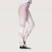 Glamorous Pink White Glitter Marble Gradient Schat Leggings (Rechts)