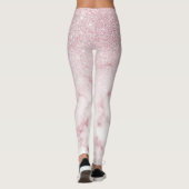 Glamorous Pink White Glitter Marble Gradient Schat Leggings (Rückseite)