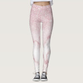 Glamorous Pink White Glitter Marble Gradient Schat Leggings (Vorderseite)