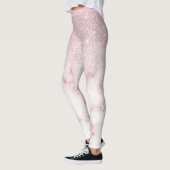 Glamorous Pink White Glitter Marble Gradient Schat Leggings (Links)