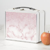 Glamorous Pink White Glitter Marble Gradient Schat Metall Brotdose (Beispiel)