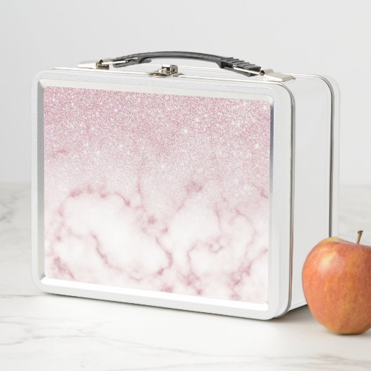 Glamorous Pink White Glitter Marble Gradient Schat Metall Brotdose (Beispiel)