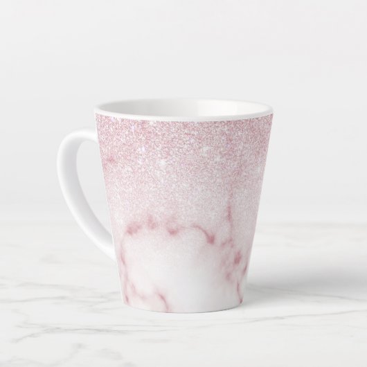 Glamorous Pink White Glitter Marble Gradient Schat Milchtasse (Linke Ecke)