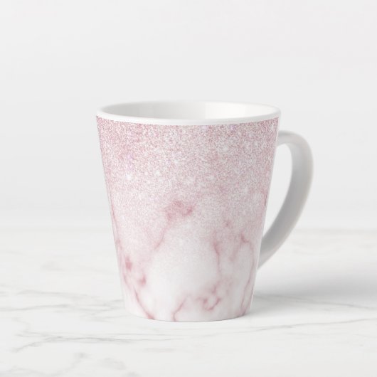Glamorous Pink White Glitter Marble Gradient Schat Milchtasse (Rechte Ecke)
