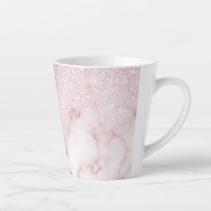 Glamorous Pink White Glitter Marble Gradient Schat Milchtasse