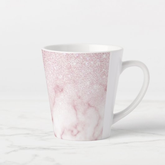 Glamorous Pink White Glitter Marble Gradient Schat Milchtasse (Rechts)