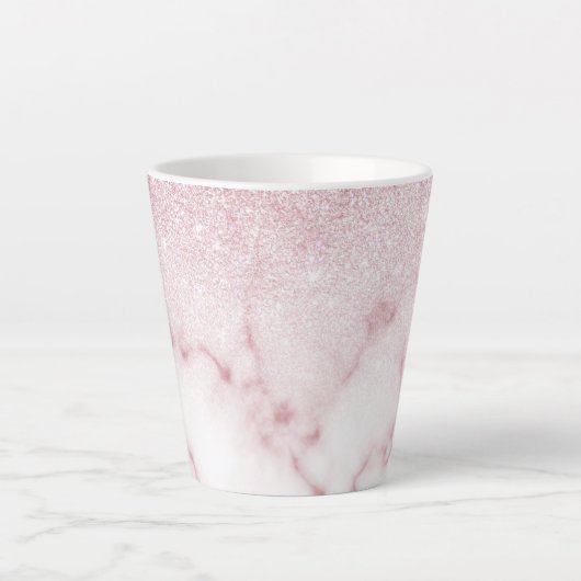 Glamorous Pink White Glitter Marble Gradient Schat Milchtasse (Vorderseite)