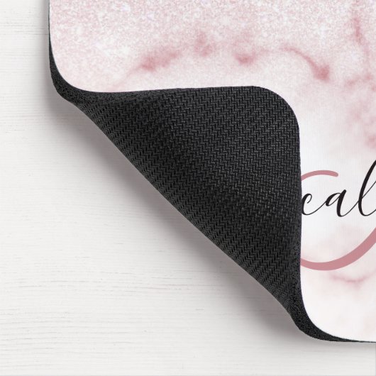 Glamorous Pink White Glitter Marble Gradient Schat Mousepad (Ecke)