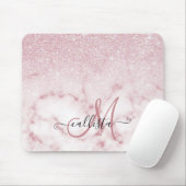 Glamorous Pink White Glitter Marble Gradient Schat Mousepad (Mit Mouse)