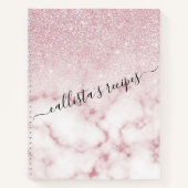 Glamorous Pink White Glitter Marble Gradient Schat Notizblock (Vorderseite)